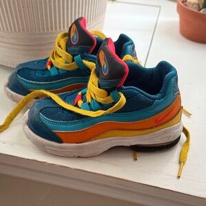 Nike Kids Sneakers in Teal, Orange, and Yellow